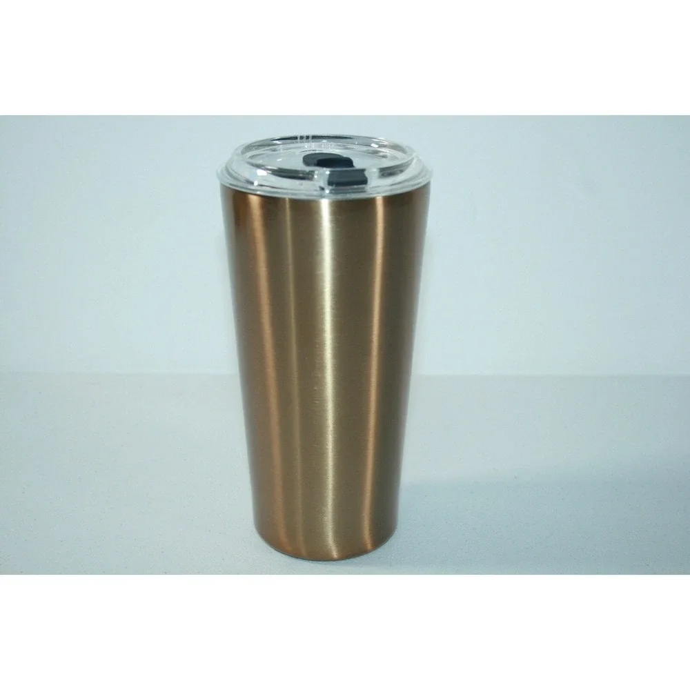 Starbucks Gold Stainless Steel Embossed Mermaid Logo 18‎ OZ Tumbler 2012 W/ Lid